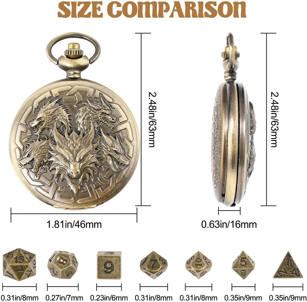 7 Piece Dungeons and Dragons Brass Dice Set
