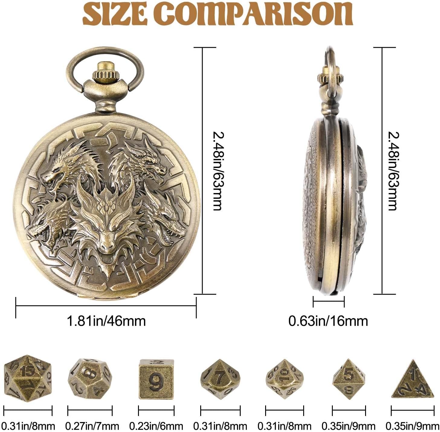 7 Piece Dungeons and Dragons Brass Dice Set