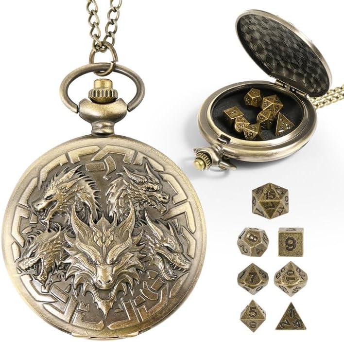 7 Piece Dungeons and Dragons Brass Dice Set